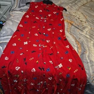 Red Maxi Dress with Pattern